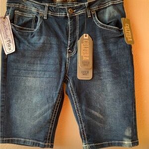 Men’s  CULTURA Jean Shorts Comfort Stretch Denim Black Blue Size 34